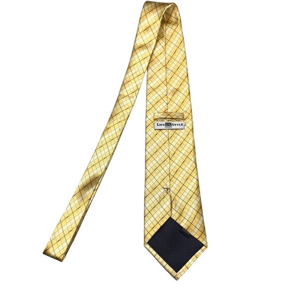 Life Style Mens Vintage Italian Dress Tie Geometric Diamond Pattern 59" 4" - Picture 3 of 11